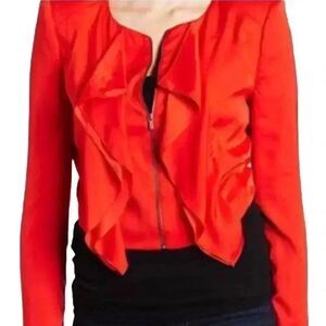 BCBGMAXAZRIA Women's Poppy Red Poly Lined Preston Jacket w Shoulder Pads